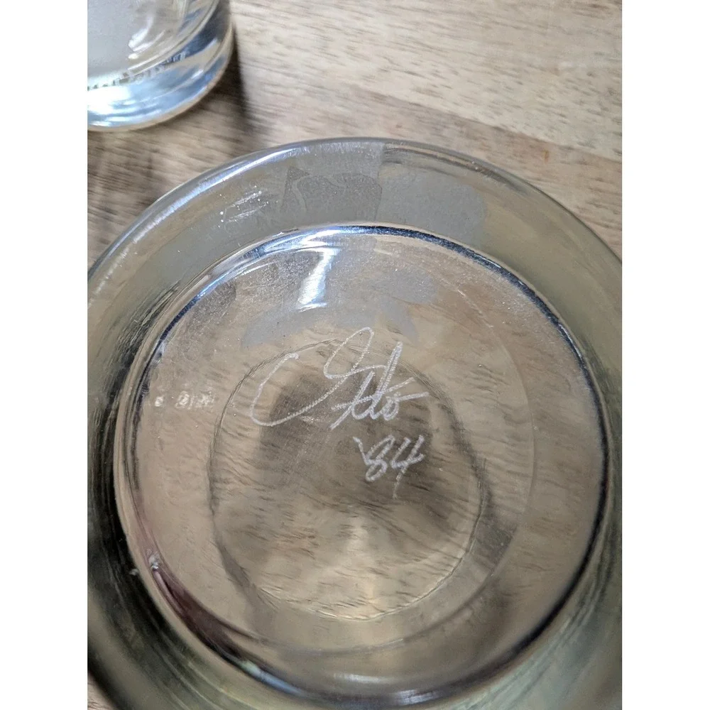 Etched Character Face Whiskey Glass Clear Lowball Tumbler Frosted Design Barware